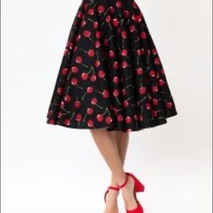 Retro cherry unique vintage swing circle skirt